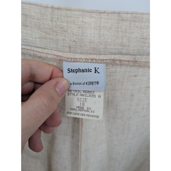 Stephanie K Linen Blend Vest & Pants Set Size 18 XL VTG NWT Beige Outfit Y2K 90s - Picture 8 of 10